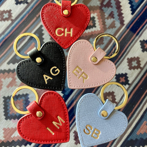 heart key rings with gold ring and button