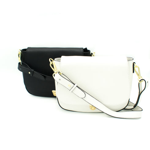 leather bag with interchangeable front flap