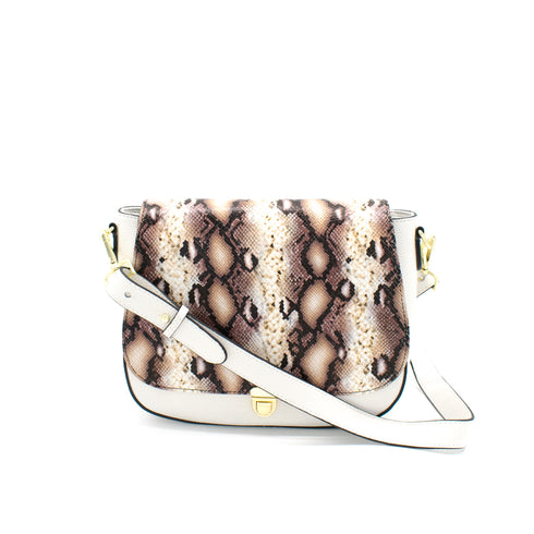 white leather bag with interchangeable front flap