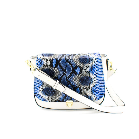 white leather bag with interchangeable front flap