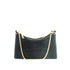 black leather embossed print bag