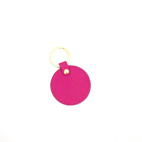 pink leather round key rings