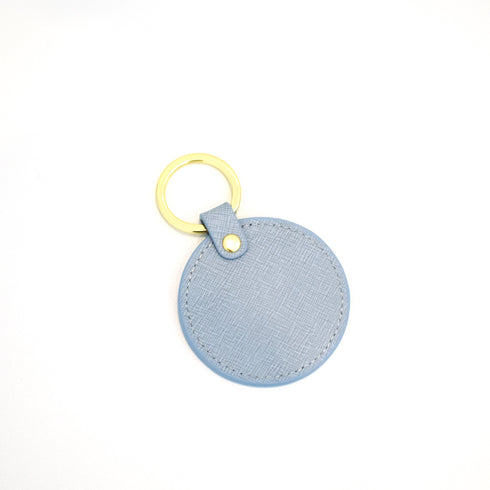 blue leather round key rings