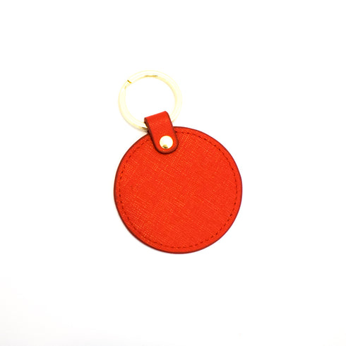 red leather round key rings