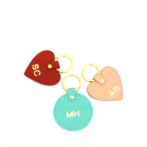 heart key rings with gold ring and button