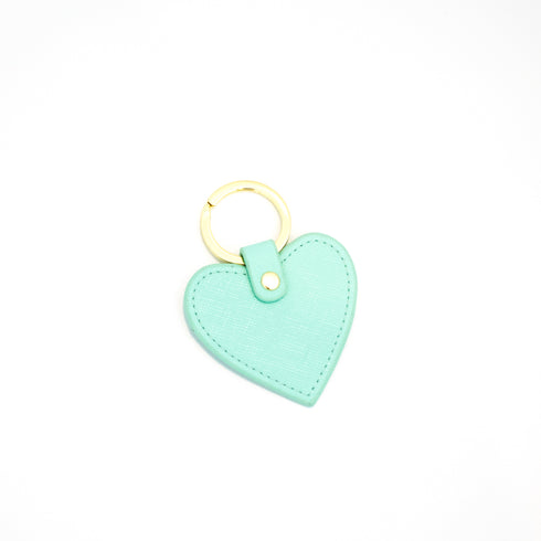 blue heart key rings with gold ring and button