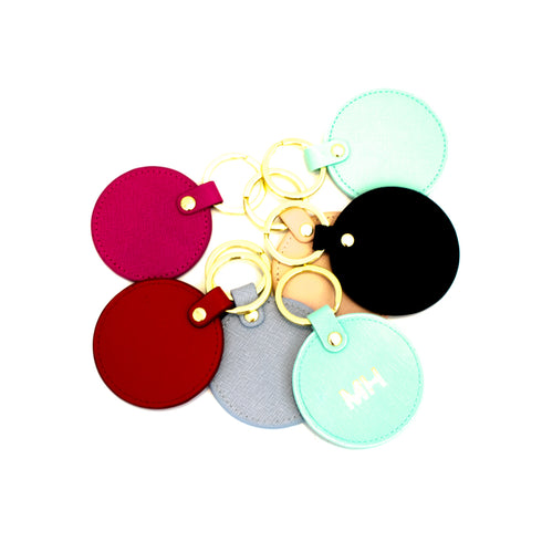 leather round key rings