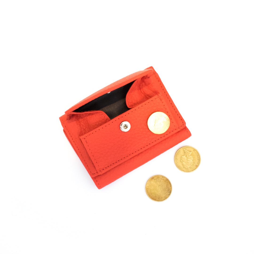 red small leather wallet